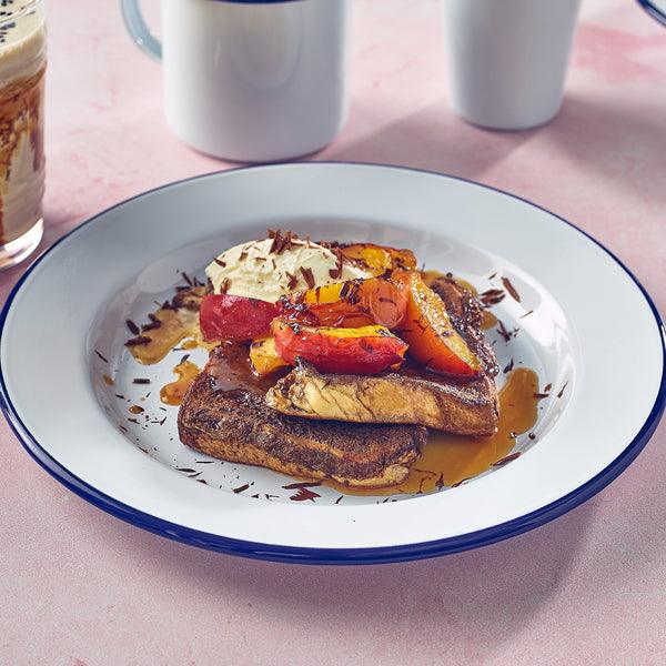 Enamel Wide Rim Plate White & Blue 26cm - BESPOKE 77