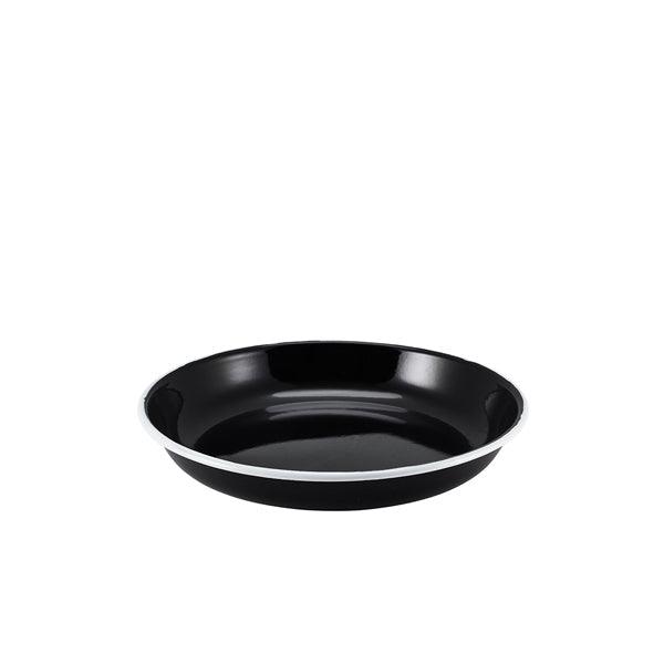 Enamel Rice/Pasta Plate Black with White Rim 20cm - BESPOKE 77