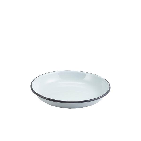 Enamel Rice/Pasta Plate White with Grey Rim 20cm - BESPOKE 77