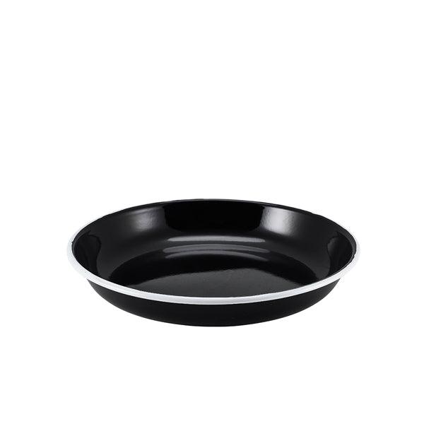 Enamel Rice/Pasta Plate Black with White Rim 24cm - BESPOKE 77