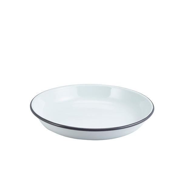 Enamel Rice/Pasta Plate White with Grey Rim 24cm - BESPOKE 77