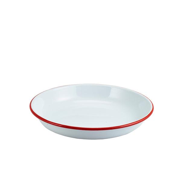 Enamel Rice/Pasta Plate White with Red Rim 24cm - BESPOKE 77