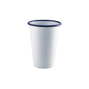 Enamel Tall Tumbler White with Blue Rim 40cl/14oz - BESPOKE 77