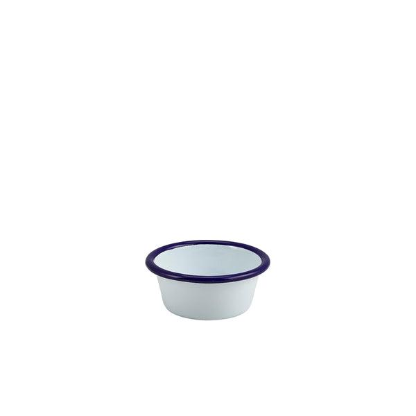 Enamel Ramekin White with Blue Rim 8cm Dia 90ml/3.2oz - BESPOKE 77