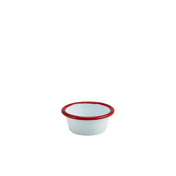 Enamel Ramekin White with Red Rim 8cm Dia 90ml/3.2oz - BESPOKE 77