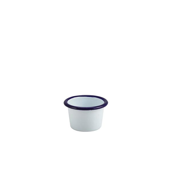 Enamel Ramekin White with Blue Rim 7cm Dia 90ml/3.2oz - BESPOKE 77