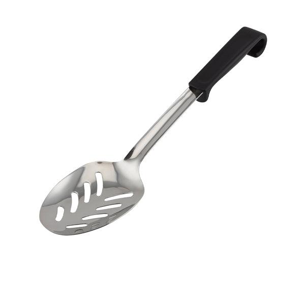 Genware Plastic Handle Spoon Slotted Black - BESPOKE 77