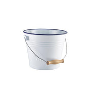 Enamel Bucket White with Blue Rim 16cm Dia - BESPOKE 77