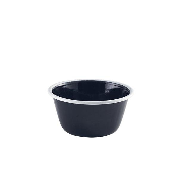Enamel Deep Pie Dish Black with White Rim 12cm - BESPOKE 77