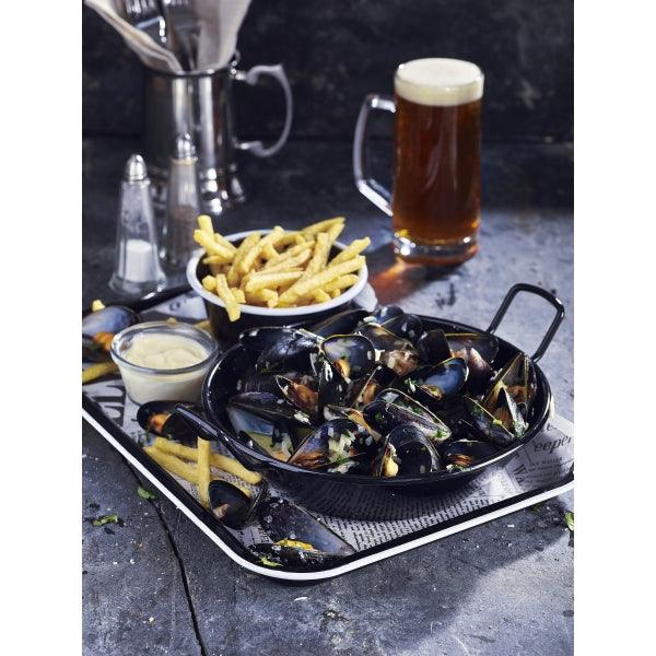 Enamel Deep Pie Dish Black with White Rim 12cm - BESPOKE 77