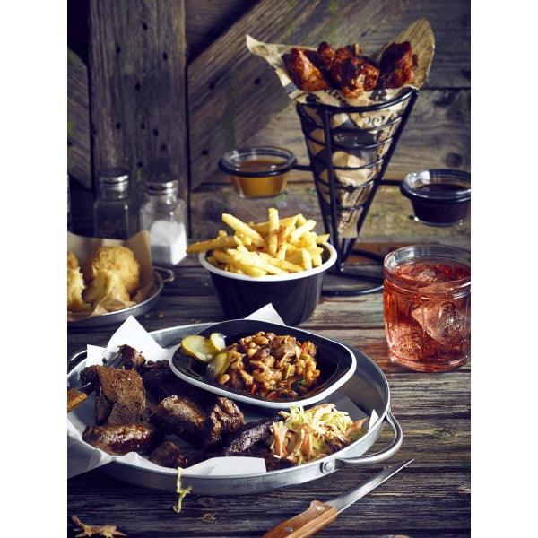 Enamel Deep Pie Dish Black with White Rim 12cm - BESPOKE 77