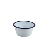 Enamel Round Deep Pie Dish White & Blue 12cm - BESPOKE 77