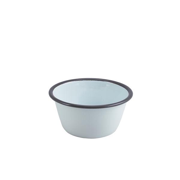 Enamel Round Deep Pie Dish White with Grey Rim 12cm - BESPOKE 77