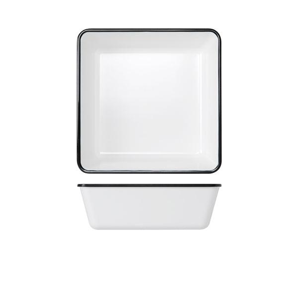 Black/White Melamine Athens Square Deep Dish 25 x 8cm - BESPOKE 77