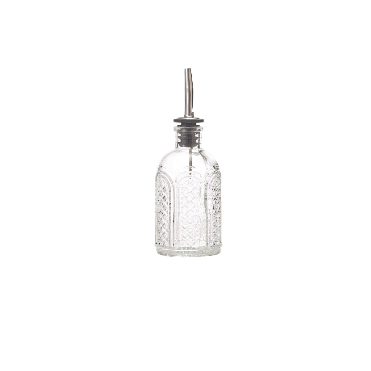 Astor vintage patterned glass oil bottle 22cl with speed pourer