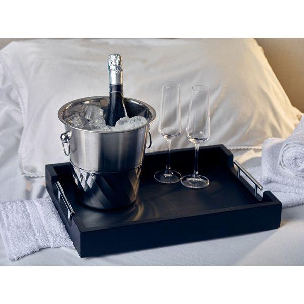 GenWare Solid Black Butlers Tray with Metal Handles 45 x 33cm - BESPOKE 77