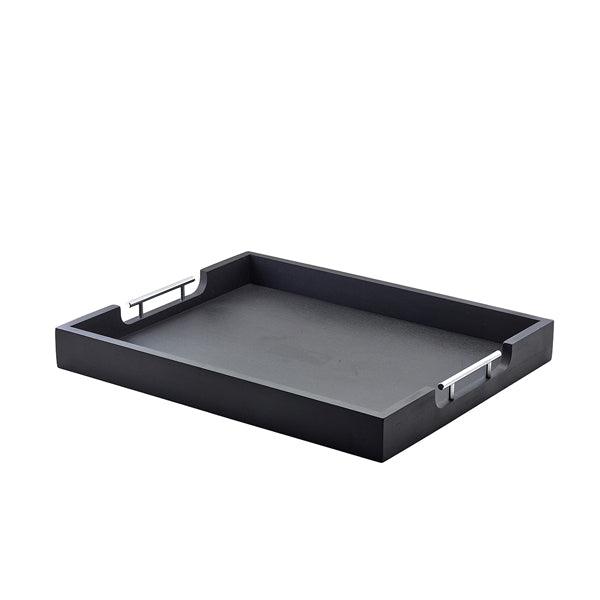 GenWare Solid Black Butlers Tray with Metal Handles 54.5 x 44cm - BESPOKE 77