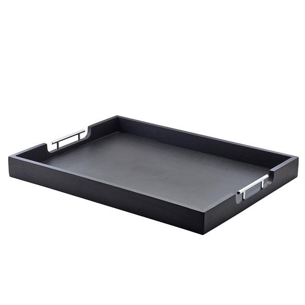 GenWare Solid Black Butlers Tray with Metal Handles 65 x 49cm - BESPOKE 77