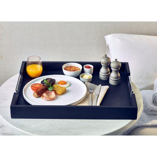 GenWare Solid Black Butlers Tray with Metal Handles 65 x 49cm - BESPOKE 77