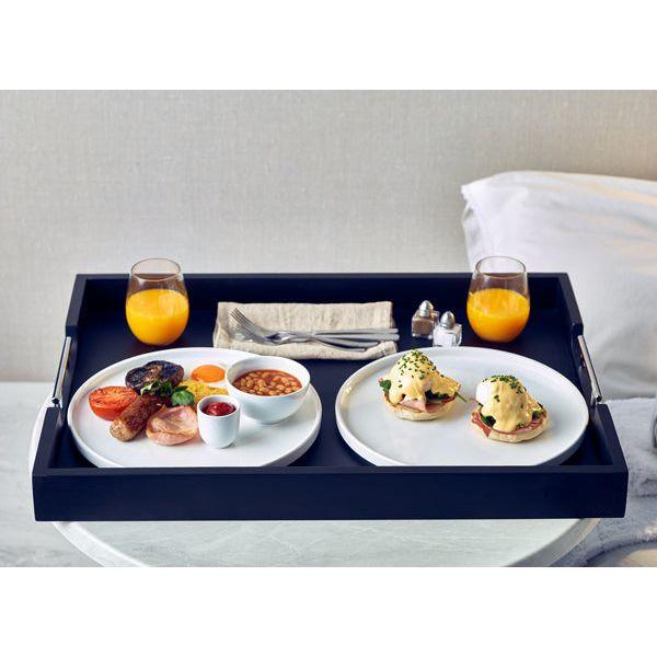 GenWare Solid Black Butlers Tray with Metal Handles 65 x 49cm - BESPOKE 77