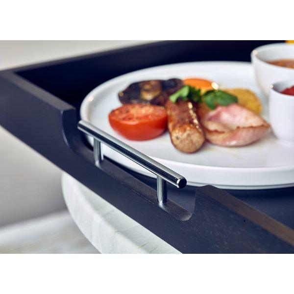 GenWare Solid Black Butlers Tray with Metal Handles 65 x 49cm - BESPOKE 77