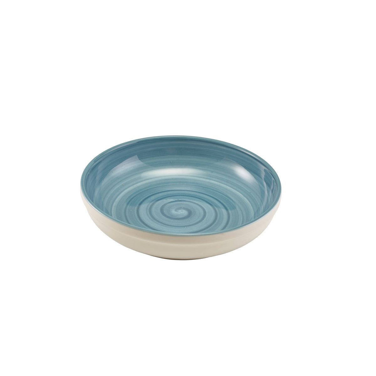 Miro blue reactive glaze porcelain coupe bowl 23cm