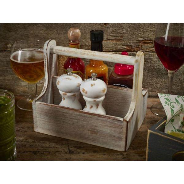 Medium White Wooden Table Caddy - BESPOKE 77