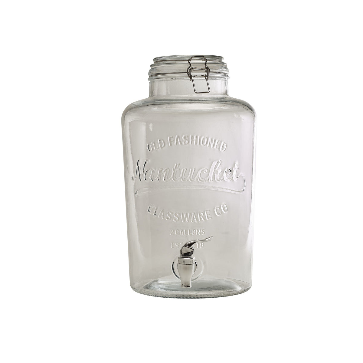 Nantucket glass drink dispenser 7.6L with tap and metal stand