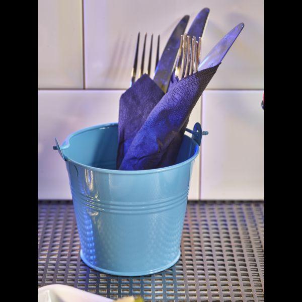 Galvanised Steel Serving Bucket 10cm Dia Blue - BESPOKE 77