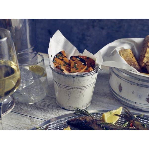 Galvanised Steel Serving Bucket 10cm Dia White Wash - BESPOKE 77