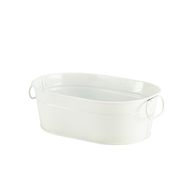 Galvanised Steel Serving Bucket White 23 x 15 x 7cm - BESPOKE 77