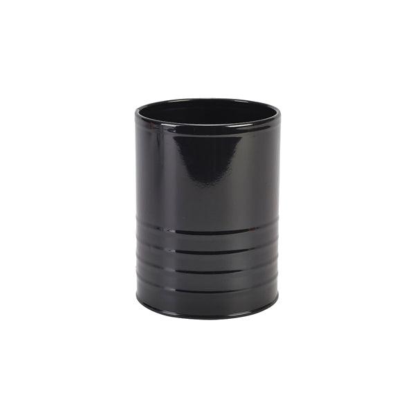 Galvanised Steel Can 11cm Dia x 14.5cm Black - BESPOKE 77