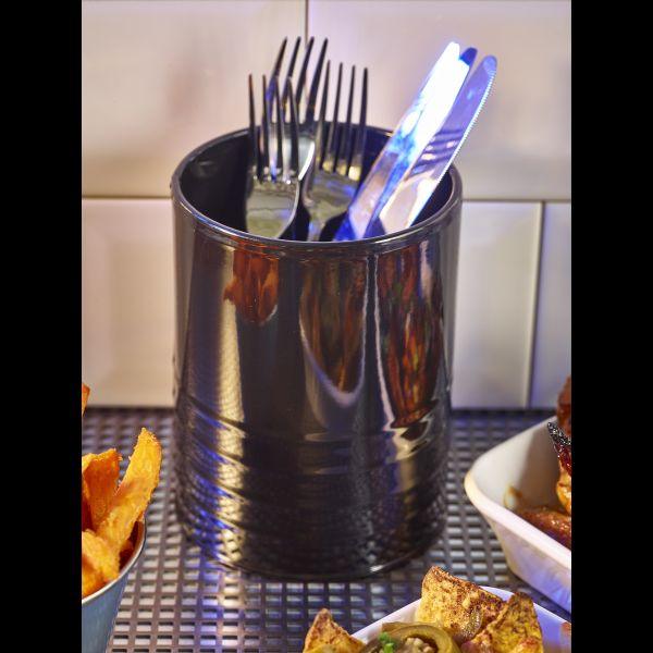 Galvanised Steel Can 11cm Dia x 14.5cm Black - BESPOKE 77