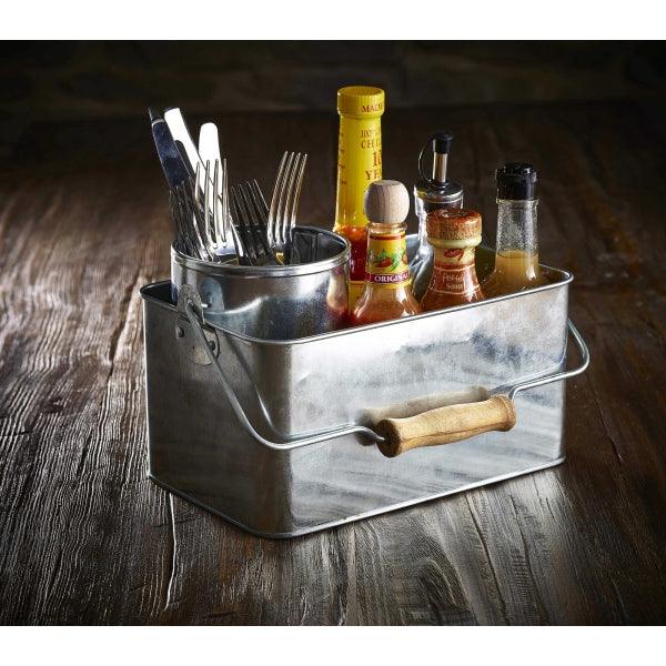 Galvanised Steel Rectangular Table Caddy 24.5x15.5x12.5cm - BESPOKE 77