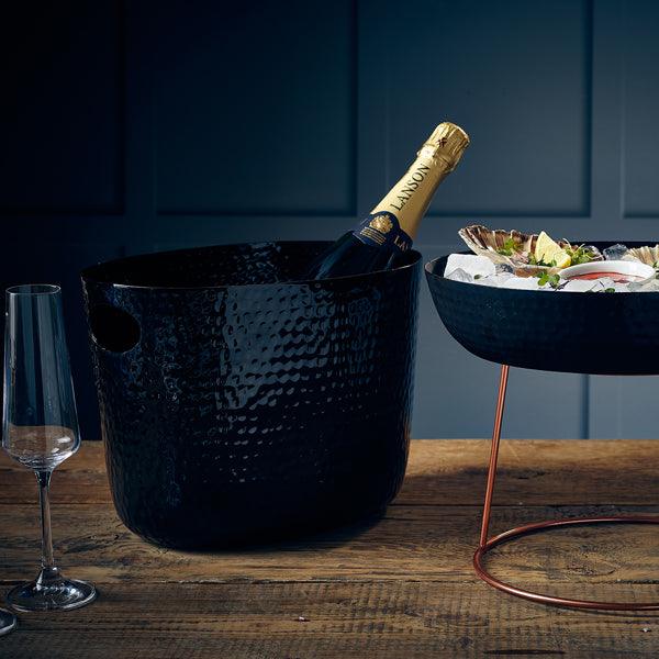 GenWare Black Aluminium Hammered Wine Bucket 30.5cm - BESPOKE 77