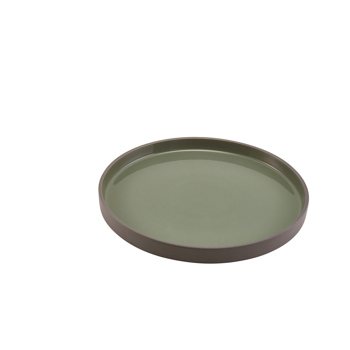 Kava green porcelain presentation plate 25cm with unglazed wall