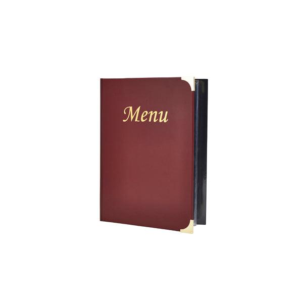 A5 Menu Holder Wine Red 8 Pages - BESPOKE 77
