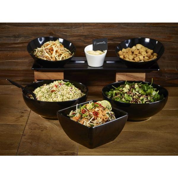 Black Melamine Curved Square Bowl 26.2cm - BESPOKE 77