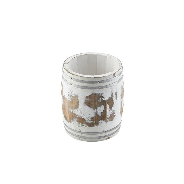 Miniature White Wash Wooden Barrel 11.5 Dia x 13.5cm - BESPOKE 77
