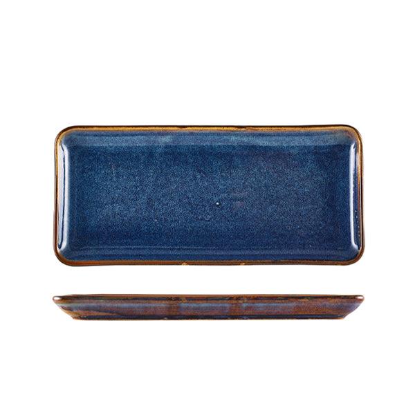 Terra Porcelain Aqua Blue Narrow Rectangular Platter 31 x 14cm - BESPOKE 77