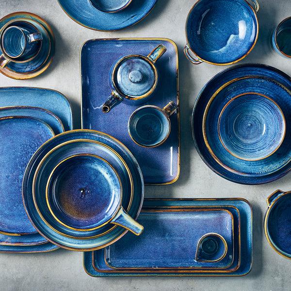 Terra Porcelain Aqua Blue Rectangular Platter 30 x 20cm - BESPOKE 77