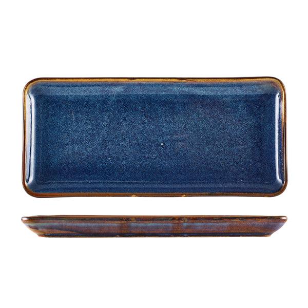 Terra Porcelain Aqua Blue Narrow Rectangular Platter 36 x 16.5cm - BESPOKE 77