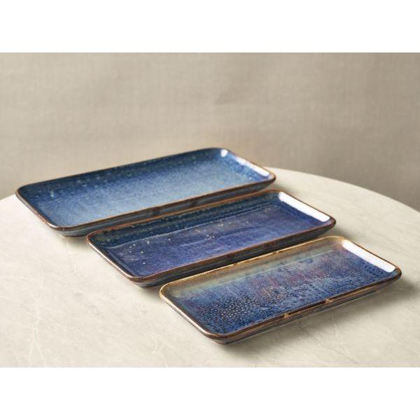 Terra Porcelain Aqua Blue Narrow Rectangular Platter 36 x 16.5cm - BESPOKE 77