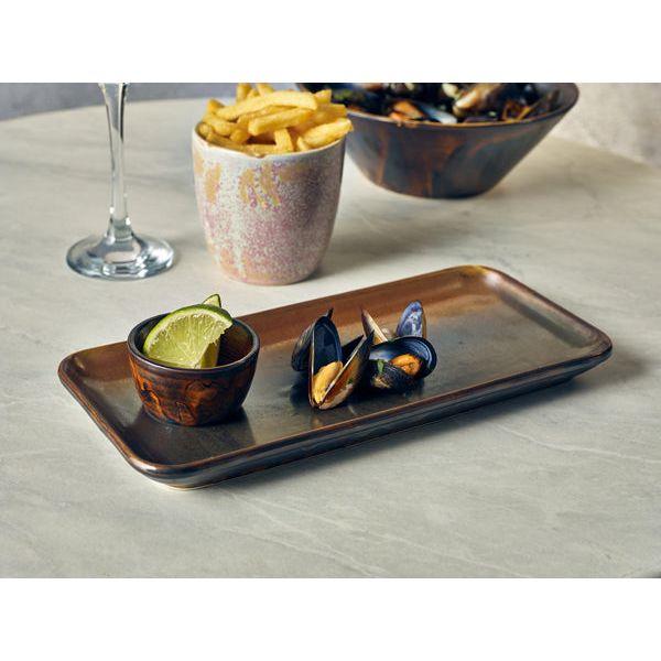 Terra Porcelain Rustic Copper Narrow Rectangular Platter 27 x 12.5cm - BESPOKE 77