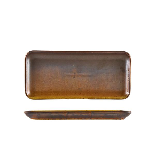 Terra Porcelain Rustic Copper Narrow Rectangular Platter 27 x 12.5cm - BESPOKE 77