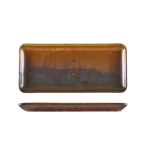 Terra Porcelain Rustic Copper Narrow Rectangular Platter 31 x 14cm - BESPOKE 77