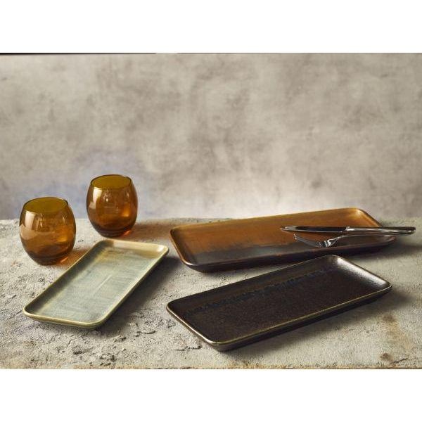 Terra Porcelain Rustic Copper Narrow Rectangular Platter 36 x 16.5cm - BESPOKE 77