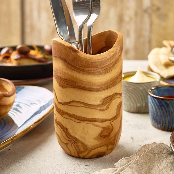 GenWare Olive Wood Rustic Cutlery Holder - BESPOKE 77