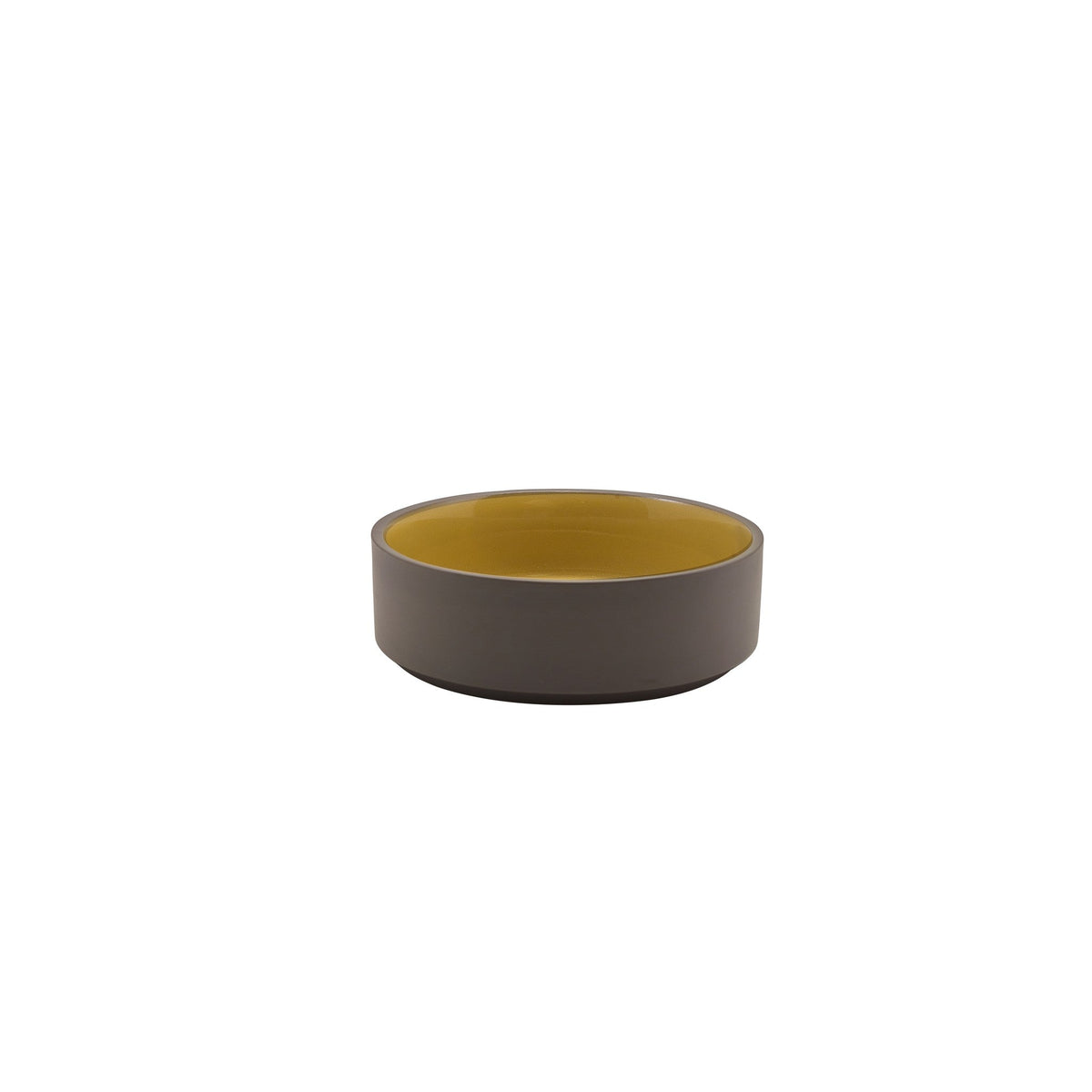 Kava yellow porcelain presentation bowl 13cm with unglazed grey wall