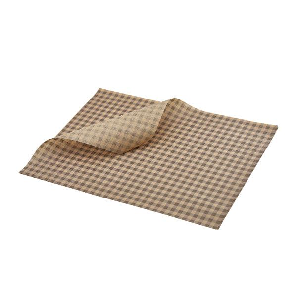 GenWare Greaseproof Paper Brown Gingham Print 25 x 20cm - BESPOKE 77